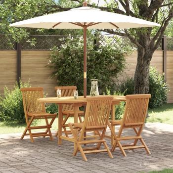 Garten Essgruppe 5 pcs Braun Massivholz Teak