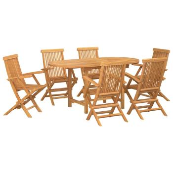 7-teiliges Garten-Dining-Set aus massivem Teakholz