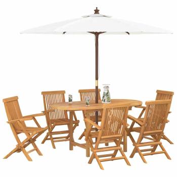 7-teiliges Garten-Dining-Set aus massivem Teakholz