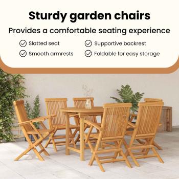 Garten Essgruppe 7 pcs Braun Massivholz Teak