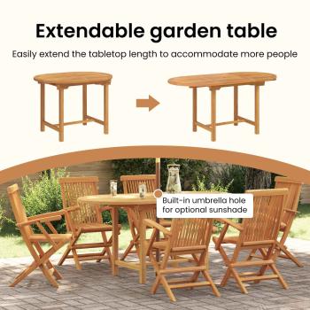 Garten Essgruppe 7 pcs Braun Massivholz Teak