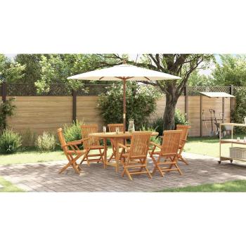 Garten Essgruppe 7 pcs Braun Massivholz Teak