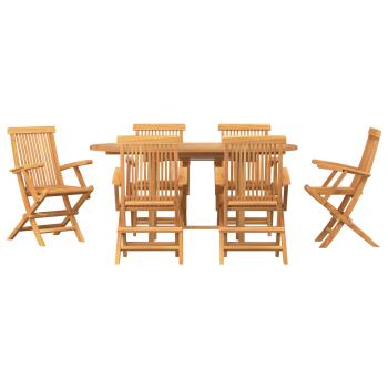 Garten Essgruppe 7 pcs Braun Massivholz Teak
