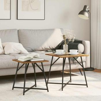 ARDEBO.de - Beistelltisch 2er Set aus altem Holzwerkstoff und Metall