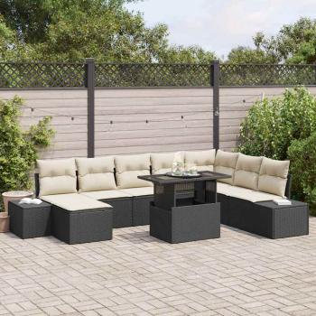 ARDEBO.de - Garten-Sofa-Set Set aus 9 Schwarz, Creme