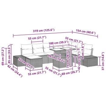 Garten Sofa Set Set von 9 Grau Poly-Rattan Garten Ecksofa