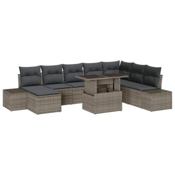 Garten Sofa Set Set von 9 Grau Poly-Rattan Garten Ecksofa