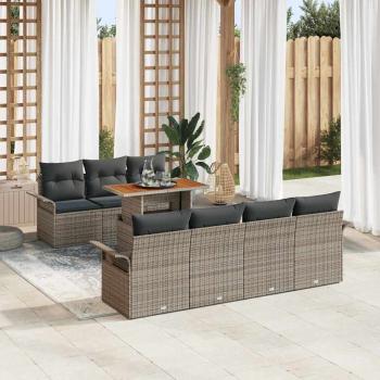 ARDEBO.de - Garten Sofaset 8 Teile Grau Rattan Garten Sofaset Rechteckig