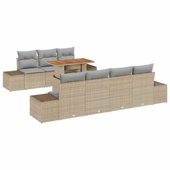 Garten-Sofa-Set Set von 8 Beige Rattan Outdoor Tisch Rechteckig