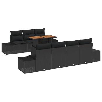 Garten-Sofa-Set Set mit 8 Schwarz und Braun