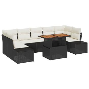 Garten Sofa Set 8-teilig Creme Rattan 4-Sitzer Outdoor Sofa