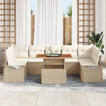 Garten Sofa Set 8-teilig Beige und Creme Rattan