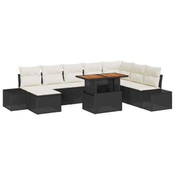 Garten Sofa Set 9-teilig Schwarz Rattan Garten Ecksofa