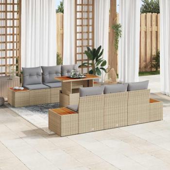 ARDEBO.de - Garten-Sofa-Set Set von 7 Beige, Grau, Braun
