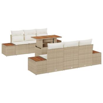 Garten Sofa Set 7-teilig Beige Rattan Garten Essgruppe