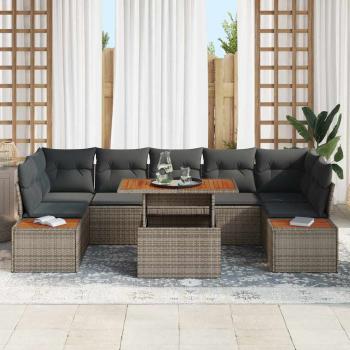 Garten Sofa Set Set von 8 Grau Poly Rattan Garten Esstischset