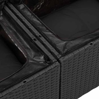 ARDEBO.de - Garten-Sofaset Set aus 9 Schwarz Rattan, Polyesterkissen