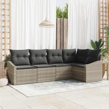 ARDEBO.de - Garten Sofa Set Set von 5 Beige Poly-Rattan Garten Sofa