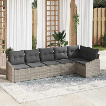 ARDEBO.de - Garten-Sofa-Set 6-teilig Grau PE-Weave Garten-Sofa-Stuhl