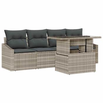 Garten-Sofa-Set 5-teilig Beige Rattan Rechteckig Zeitgenössisch