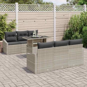 Garten Sofa Set 7-teilig Beige Rattan Garten Sofa Set