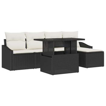 Garten Sofa Set 6-teilig Schwarz Rattan Outdoor Sofa Set