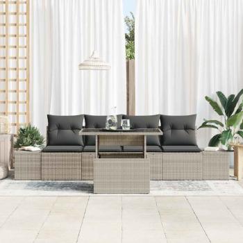 Garten Sofa Set 5-teilig Beige Rattan, Polyester Gartenmöbel