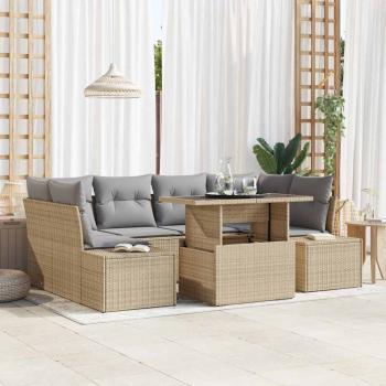 ARDEBO.de - Garten-Sofa-Set 7 stk. Beige und Hellgrau