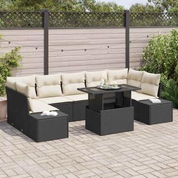 ARDEBO.de - Garten-Sofa-Set 8 Teile Schwarz Rattan Garten-Sofa-Set