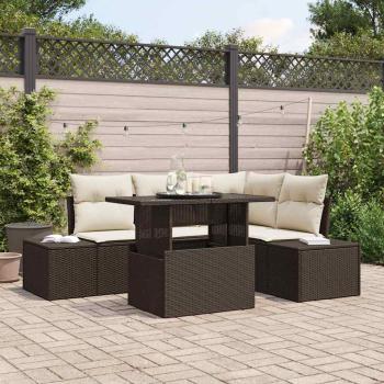 ARDEBO.de - Gartensofa-set mit Kissen mit Speicher 5 pcs Braun Poly-Rattan