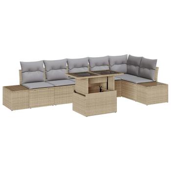 Garten Sofa Set Set von 7 Beige und Grau