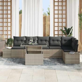 Garten Sofa Set 7-teilig Beige Rattan Garten Sofa Set