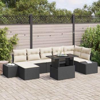 ARDEBO.de - Garten Sofa Set 8-teilig Schwarz und Beige