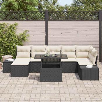 Garten Sofa Set 8-teilig Schwarz und Beige