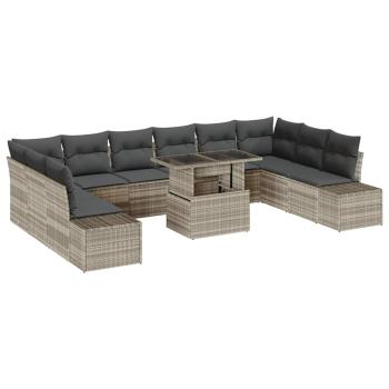 ARDEBO.de - Gartensofa-Set 11-teilig (Beige und Grau) Rattan und Polyester
