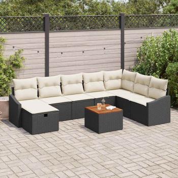 ARDEBO.de - Garten-Sofa-Set 9-teilig Schwarz und Creme