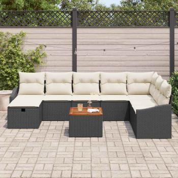 Garten-Sofa-Set 9-teilig Schwarz und Creme