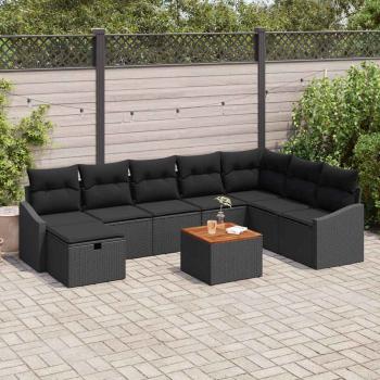 ARDEBO.de - Gartensofa-set 9 stk. Schwarz Poly Rattan