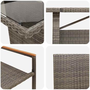 Garten Essgruppe 9 pcs Grau Poly-Rattan