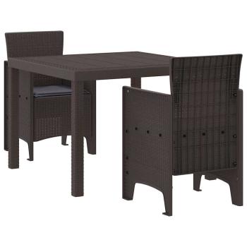 Garten-Dining-Set 3-teilig Braun Kunststoff-Rattan Robust