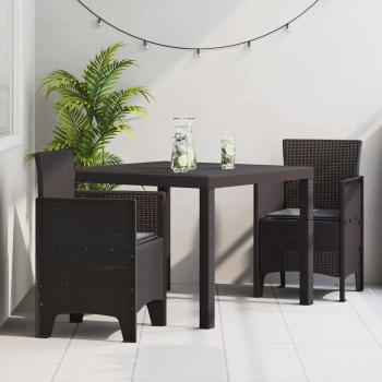Garten-Dining-Set 3-teilig Braun Kunststoff-Rattan Robust