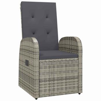 7-teiliges Garten-Esszimmer Set mit Kissen Grau Poly Rattan