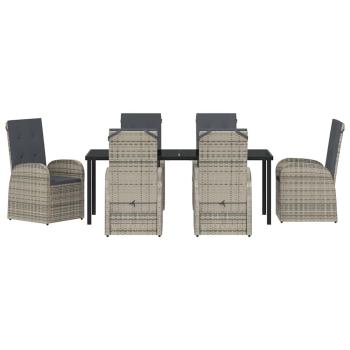 Garten Essgruppe mit Kissen 7 pcs Grau Poly-Rattan
