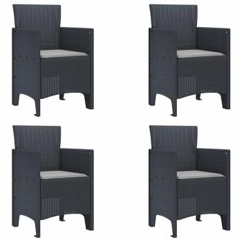Gartenstuhl Set aus 4 Anthrazit, Hellgrau Polypropylen, Polyester