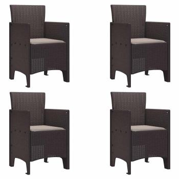 Gartensessel mit Kissen 4 Stück Braun Poly Rattan