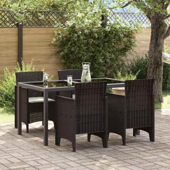 ARDEBO.de - Gartenstuhl Set mit 4 Stühlen Braun mit cremefarbenem Kissen