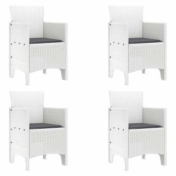 Gartenstuhl Set aus 4 Weiß, Anthrazit Kunststoff, Polyester