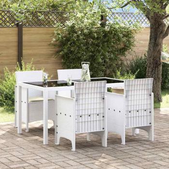 ARDEBO.de - Gartenstuhl Set aus 4 Weiß Poly-Rattan Standard Stapelbar
