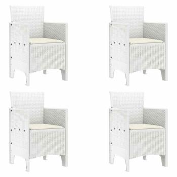 Gartenstuhl Set aus 4 Weiß Poly-Rattan Standard Stapelbar