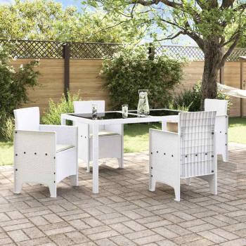 Gartenstuhl Set aus 4 Weiß Poly-Rattan Standard Stapelbar